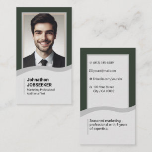 Elegant Classic Job Seeker Minimal Plain Green Business Card