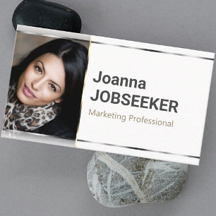 Elegant Classic Job Seeker Minimal Plain White Business Card