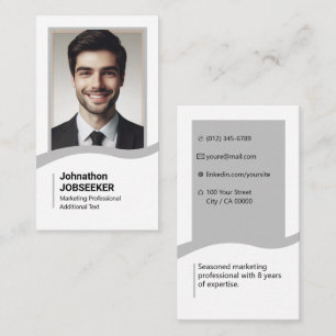 Elegant Classic Job Seeker Minimalist Plain Grey Business Card