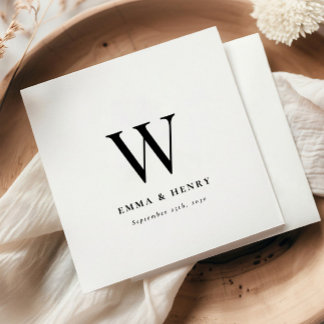 Elegant Classic Last Name Initial Wedding Napkin