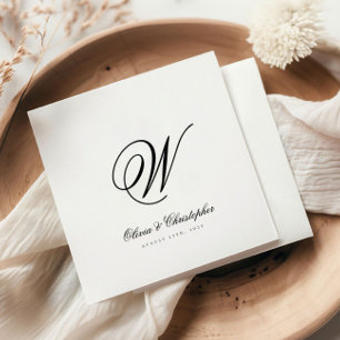 Elegant Classic Last Name Initial Wedding Napkin