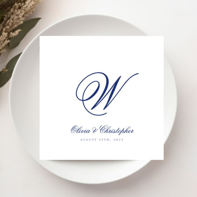 Elegant Classic Last Name Initial Wedding Napkin (Creator Uploaded)