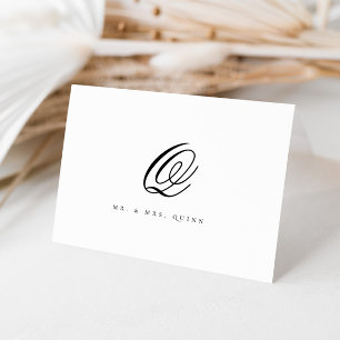 Elegant Classic Last Name Initial Wedding Thank You Card