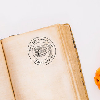 Elegant Classic Leaves Book From The Library Of Self-inking Stamp