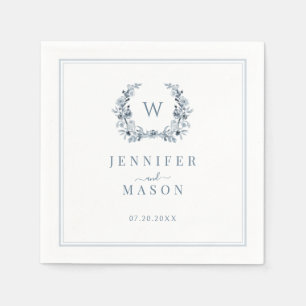 Elegant Classic Light Blue Boho Monogram Wedding Napkin