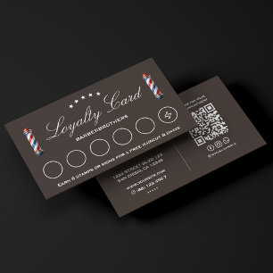 Elegant Classic Loyalty Barber Pole Espresso Business Card