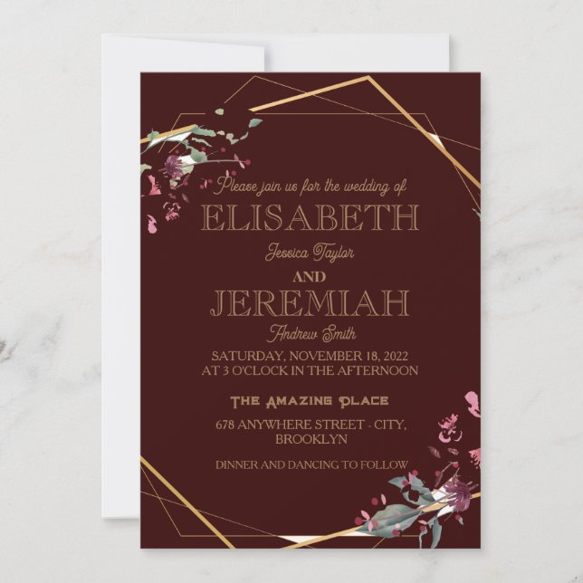 elegant Classic luxurious formal red wedding Invitation (Front)