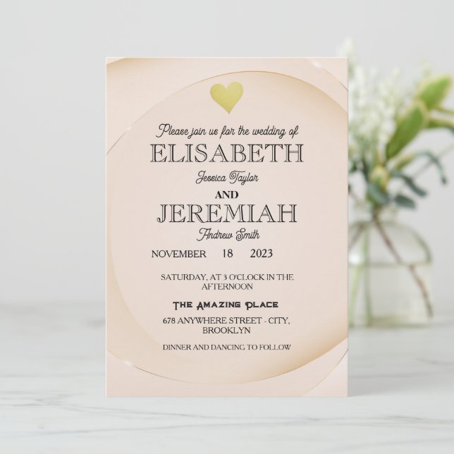 elegant Classic luxurious gold wedding  Invitation (Standing Front)