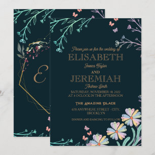 elegant Classic luxurious green wedding  Invitatio Invitation