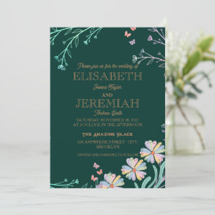 elegant Classic luxurious green wedding Invitation