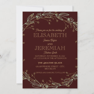 elegant Classic luxurious red formal wedding Invitation