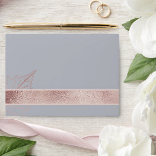 Elegant Classic Matt Rose Gold Leaves Wedding Envelope