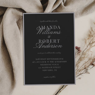 Elegant Classic Matte Black Old Money Wedding Invitation