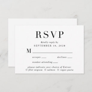 Elegant Classic Menu Choice Wedding RSVP Card