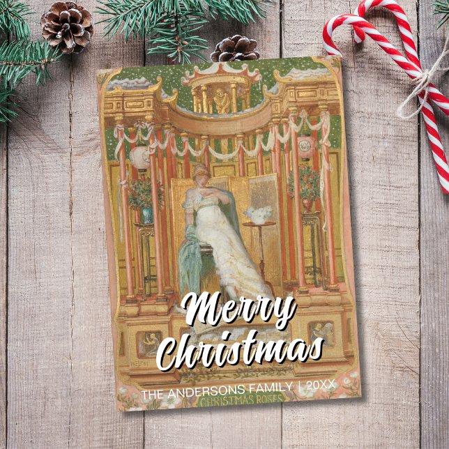 Elegant Classic Merry Christmas Roses Poynter Holiday Card (Creator Uploaded)