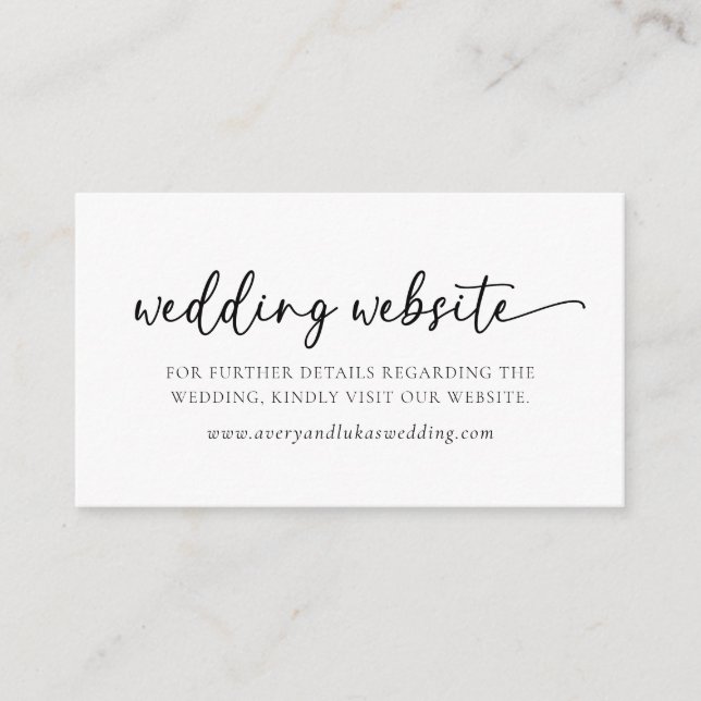Elegant Classic Minimal Wedding Website Card (Front)