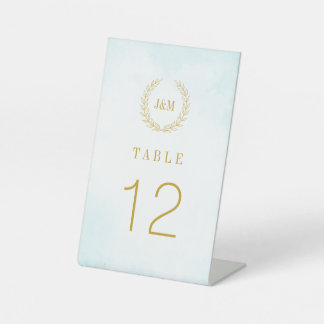Elegant Classic Minimalist Monogram Turquoise Pedestal Sign