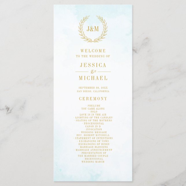 Elegant Classic Minimalist Monogram Turquoise Programme (Front)