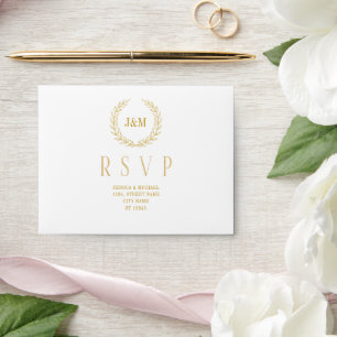 Elegant Classic Minimalist Monogram Wedding RSVP Envelope