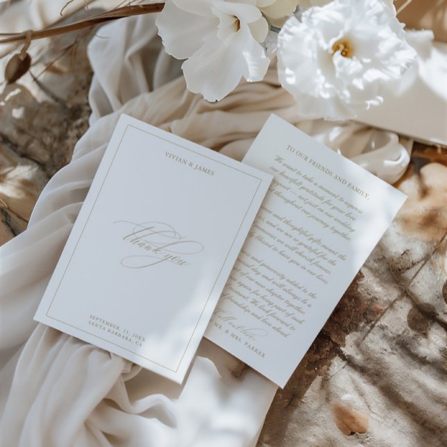 Elegant Classic Minimalist White Wedding  Thank You Card (Elegant Classic Minimalist White Wedding Thank You Card)