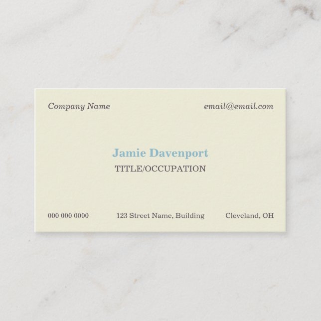 Elegant Classic Minimalistic Eggshell Blue Business Card (Front)