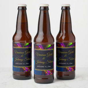 Elegant Classic Modern Floral Pattern #902 Wedding Beer Bottle Label