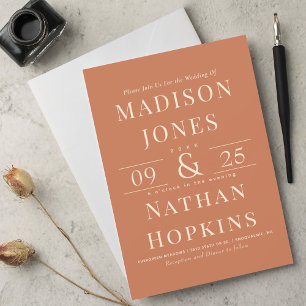 Elegant Classic Modern Terracotta Wedding Invitation