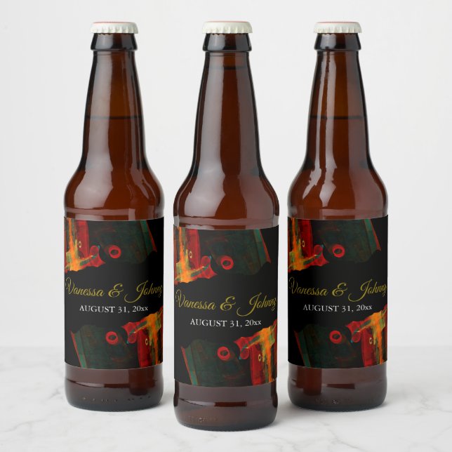 Elegant Classic Modern Trendy Pattern #903 Wedding Beer Bottle Label (Bottles)
