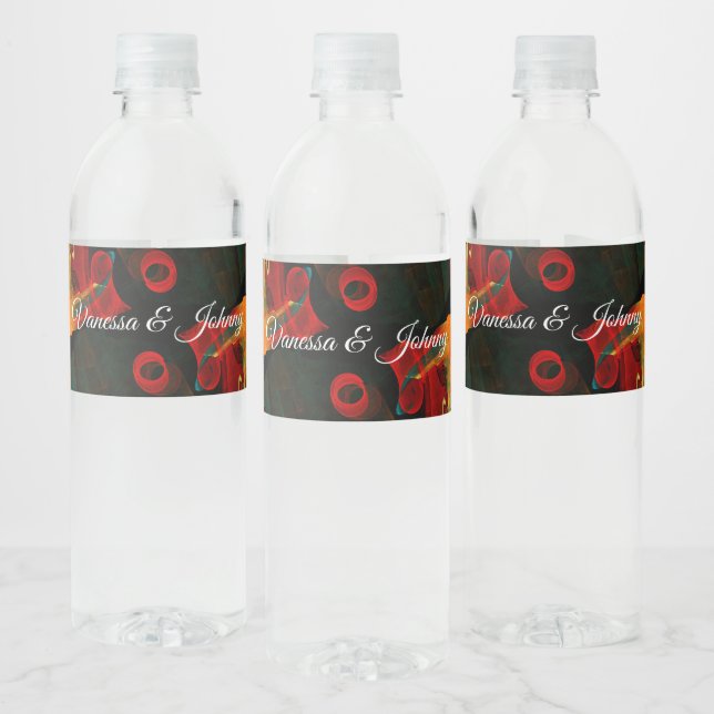Elegant Classic Modern Trendy Pattern #903 Wedding Water Bottle Label (Bottles)