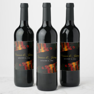 Elegant Classic Modern Trendy Pattern #903 Wedding Wine Label