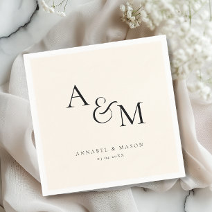 Elegant Classic Monogram Beige Wedding Napkin