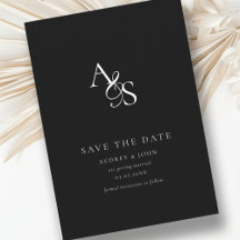Elegant, Classic, Monogram, Black, Wedding