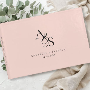Elegant, Classic, Monogram, Blush-Pink, Wedding Guest Book