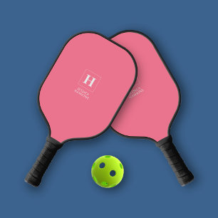 Elegant Classic Monogram Bubblegum Pink Personal Pickleball Paddle