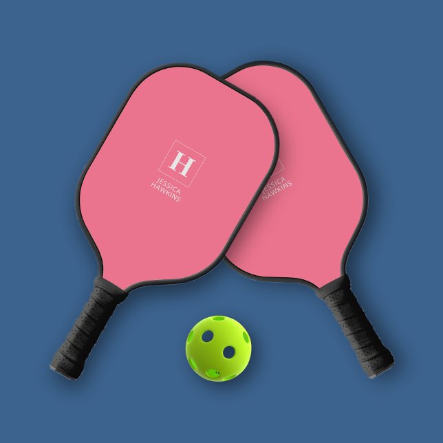 Elegant Classic Monogram Bubblegum Pink Personal Pickleball Paddle (Creator Uploaded)