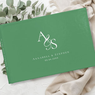 Elegant, Classic, Monogram, Forest-Green, Wedding Guest Book