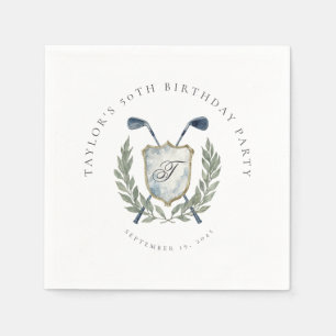 Elegant Classic Monogram Golf Crest Birthday Party Napkin