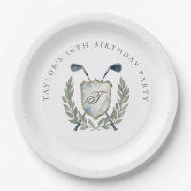 Elegant Classic Monogram Golf Crest Birthday Party