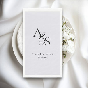 Elegant, Classic, Monogram, Grey, Wedding Napkin