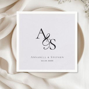 Elegant, Classic, Monogram, Grey, Wedding Napkin