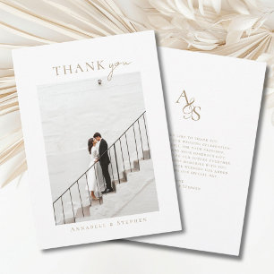 Elegant, Classic, Monogram, Thank you! 1 Photo Thank You Card