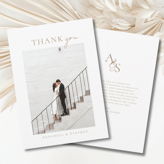 Elegant, Classic, Monogram, Thank you! 1 Photo Thank You Card (Elegant, Classic, Monogram, Thank you! 1 Photo Thank You Card)