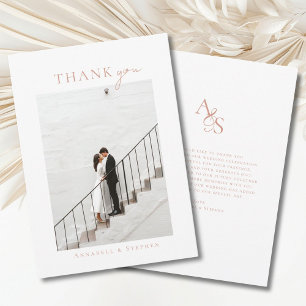 Elegant, Classic, Monogram, Thank you! 1 Photo You Card