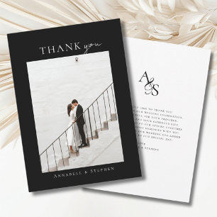 Elegant, Classic, Monogram, Thank you! 1 Photo You Card