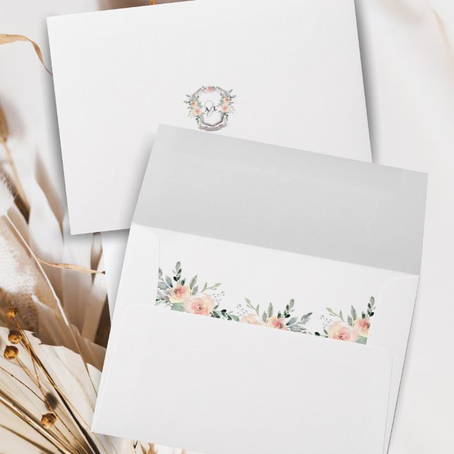 Elegant Classic Monogram Watercolor Floral Wedding Envelope (Creator Uploaded)