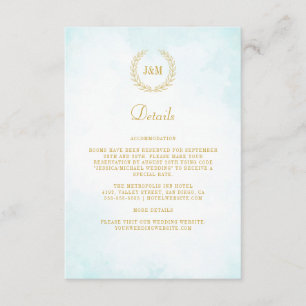 Elegant Classic Monogram Wedding Details Enclosure Card
