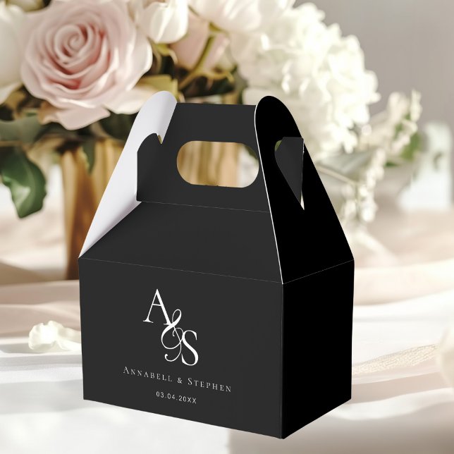 Elegant, Classic, Monogram, Wedding Favour Box (Elegant, Classic, Monogram, Ampersand, Black, Wedding Favor Boxes. With your Monogram, Name & Date.)