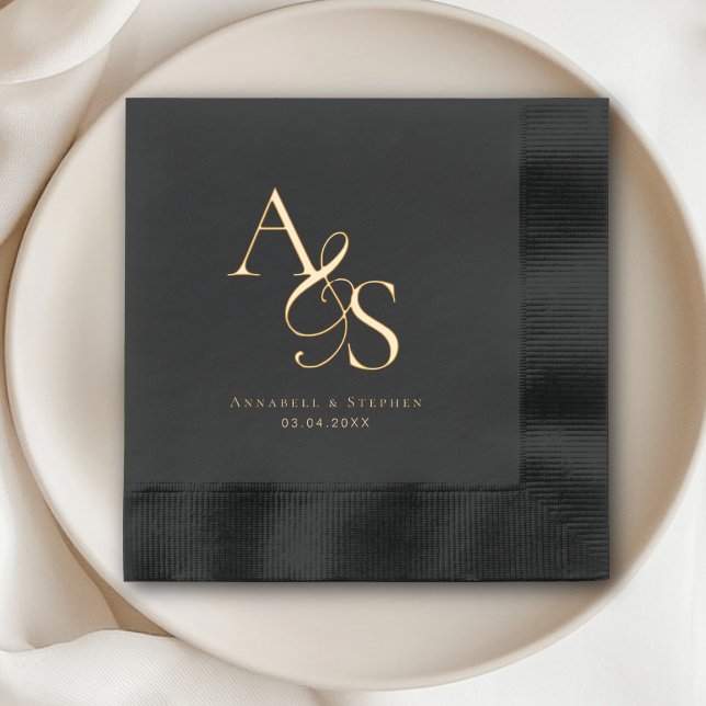 Elegant, Classic, Monogram, Wedding Foil Napkins (Elegant, Classic, Monogram, Wedding Foil Napkins with your Name, Initials and Text.)