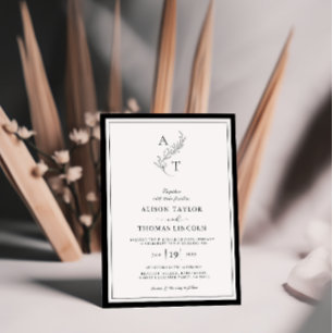 Elegant   Classic Monogram Wedding Frame  Invitation