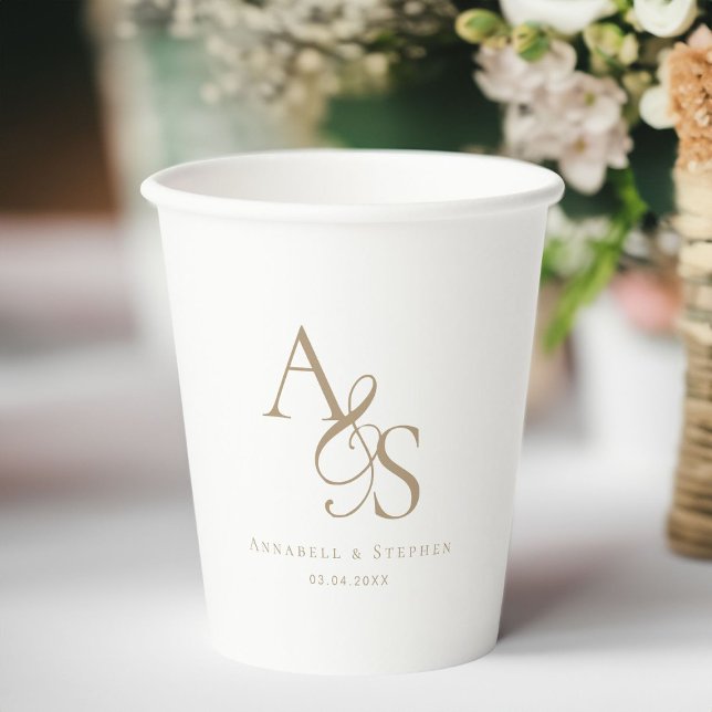 Elegant, Classic, Monogram, Wedding Paper Cups (Elegant, Classic, Monogram, Wedding Paper Cups with your name and date. )